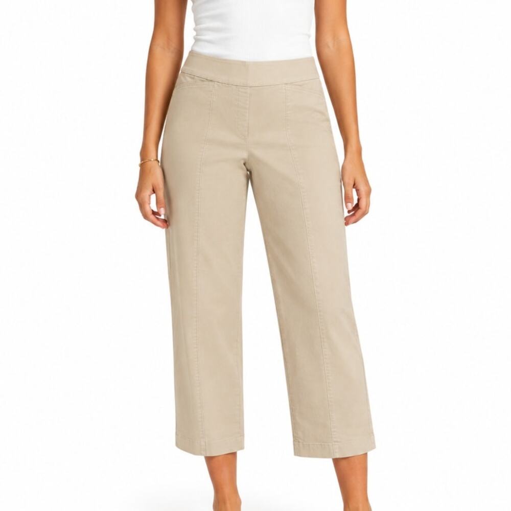 Kim Roger Khaki Cropped Wide Leg Pant